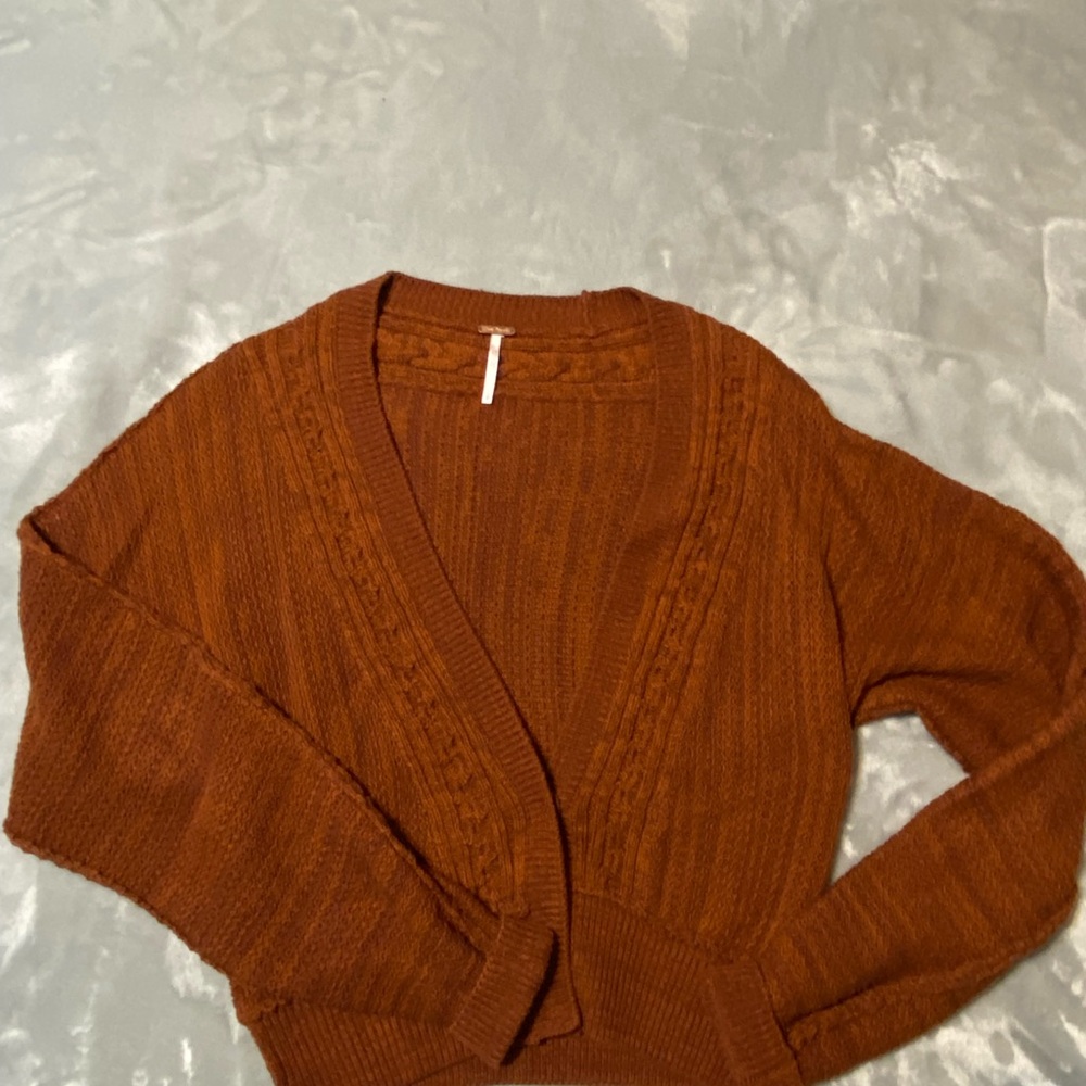 Free People Rust Cropped Sweater